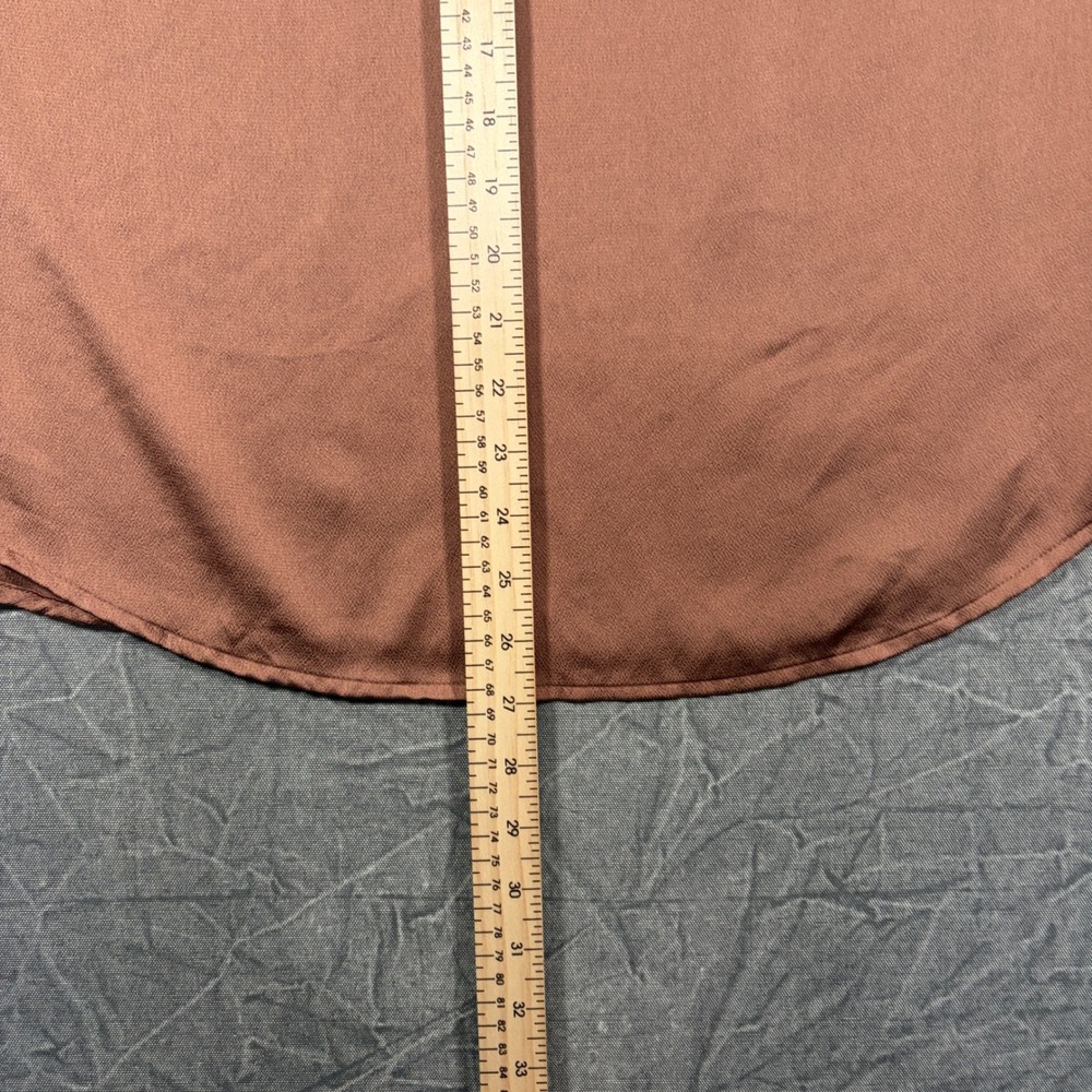 Liz Claiborne Blouse Women XL Brown Satin Sleeveless Pleated Neck Shell Top - Picture 6 of 7
